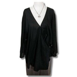 OLD NAVY Plus-size adjustable black v-neck wrap blouse goth 2X XXL 3X XXXL shirt